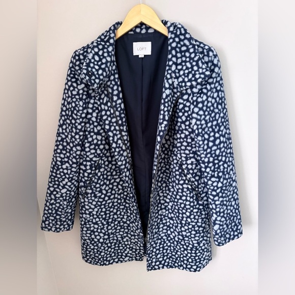 Ann Taylor Loft Women's Animal Print Long Overcoat Size S Black - Picture 4 of 7